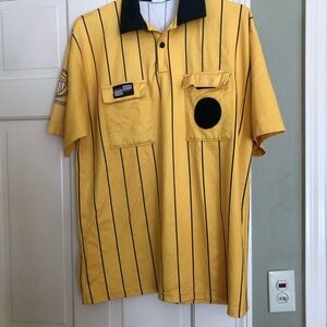 Yellow Striped Men's soccer referee Shirt size L